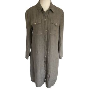 Marisa & Marie Linen Button Up Dress/Tunic- roll up tab sleeves.Italy.Sz M